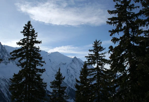 Mon Blanc kalemi ve Chamonix, panoramik manzaralı.