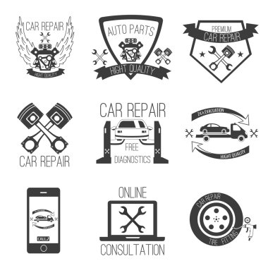 Araba tamir simge vektör araba servisi ayarla