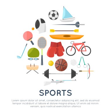 Spor simgesi düz vektör kavramı ayarlayın. takım sporu, su sporları