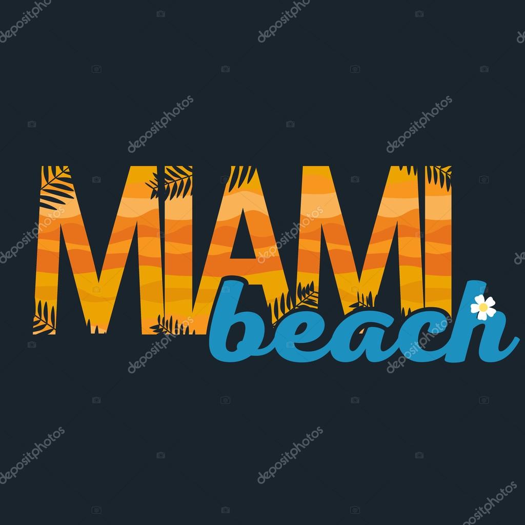 T-shirt with miami beach vector illustrator