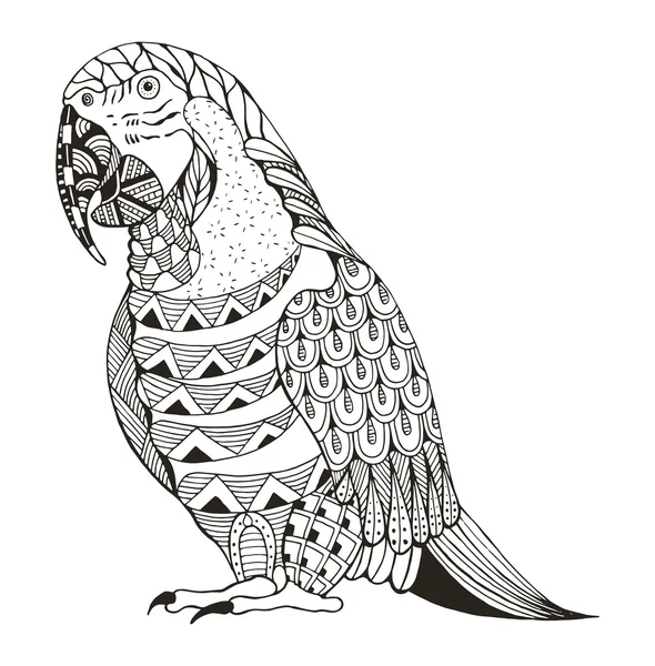 Ara parrot zentangle stylized, vector, illustration, pattern, freehand pencil, hand drawn. Zen art. Ornate vector. — Stock Vector