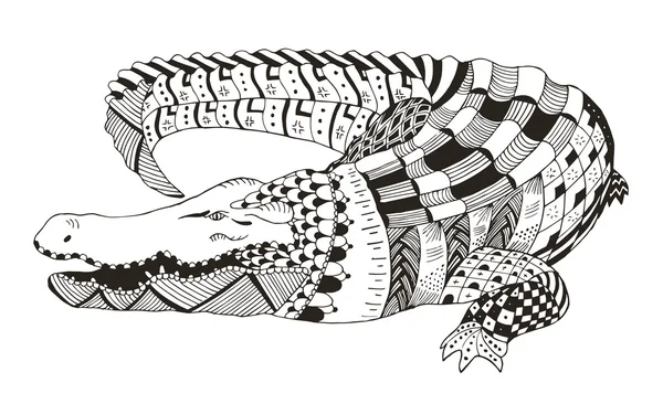 Crocodile zentangle stylized, vector, illustration, pattern, freehand pencil, hand drawn. Zen art. Vector Graphics