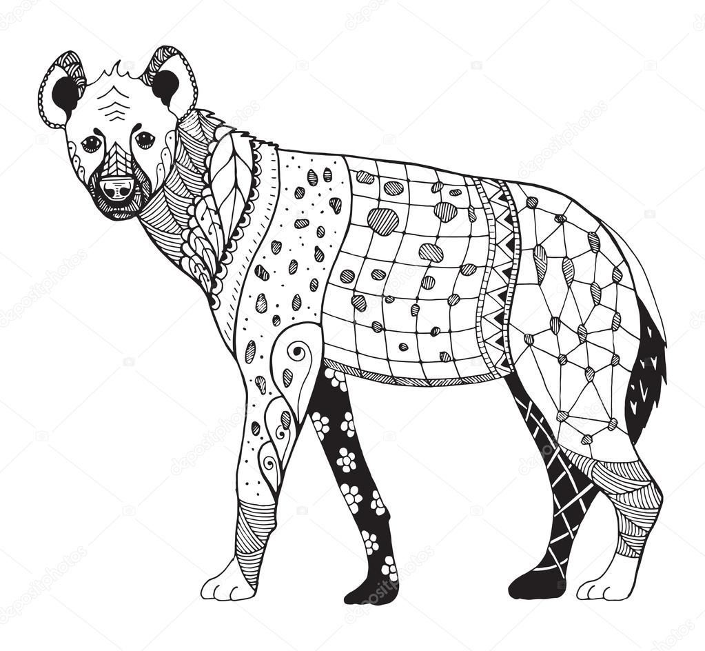 Hyena zentangle stylized, vector, illustration, freehand pencil, hand drawn, zen art, pattern. Ornate vector.