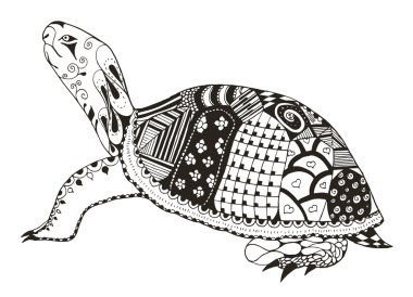 Stilize kaplumbağa zentangle. , illüstrasyon, el yapımı kalem vektör. Desen. Zen art.l