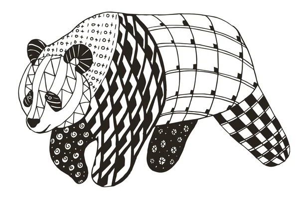 Panda zentangle stilisiert, Vektor, Illustration, Freihandstift. Zen-Kunst. Malbuch. — Stockvektor