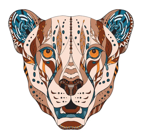 Çita baş zentangle stilize, vektör, illüstrasyon, desen, freehand kalem, el çizilmiş.