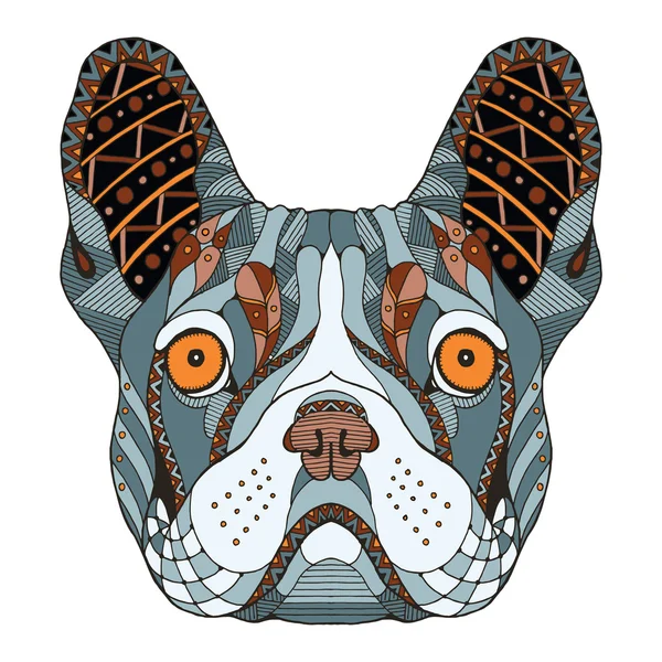 Fransız buldozer baş zentangle stilize, vektör, illüstrasyon, el yapımı kalem, elle çizilmiş, desen. Zen sanat. Süslü vektör. Dantel.