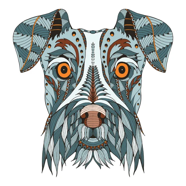 Schnauzer dog head zentangle stylized, vector, illustration, freehand pencil, hand drawn, pattern. Zen art. Ornate vector. Lace. Color. — Wektor stockowy