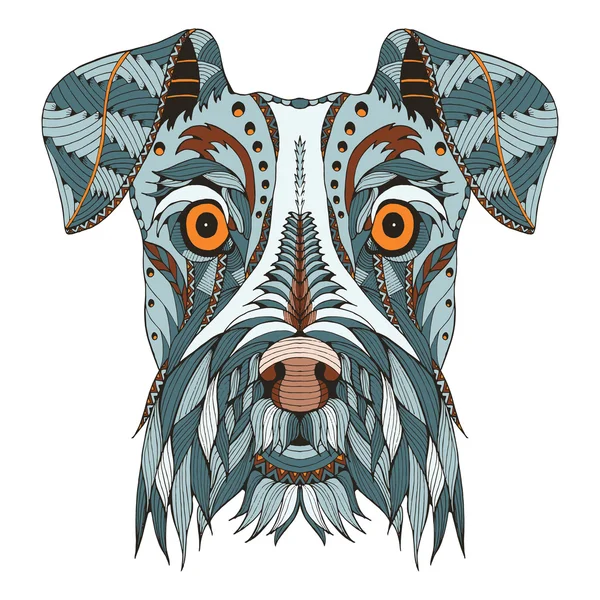Schnauzer dog head zentangle stylized, vector, illustration, freehand pencil, hand drawn, pattern. Zen art. Ornate vector. Lace. Color.