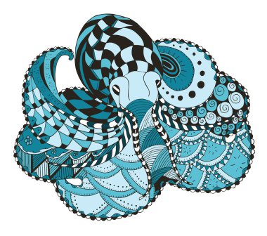 Octopus zentangle stylized, vector, illustration, freehand pencil, hand drawn, pattern.