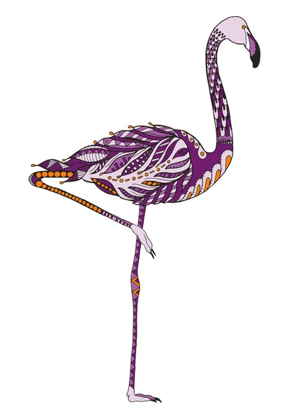 Flamingo zentangle stylized, vector, illustration, freehand pencil, hand drawn, pattern. — Stok Vektör