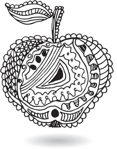 Zentangle stylized apple, vector illustration, artistically drawn, pattern. — Stockvector