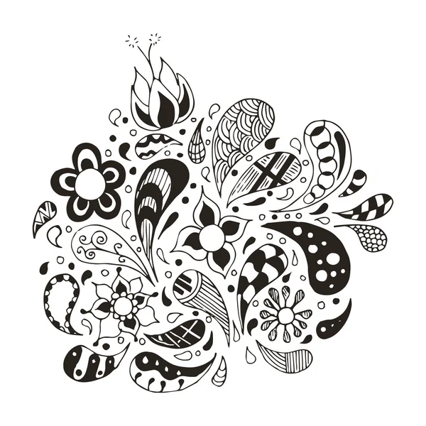 Doodles, zentangle stylized, vector, illustration, pattern, freehand pencil, flowers, petals, pattern — ストックベクタ