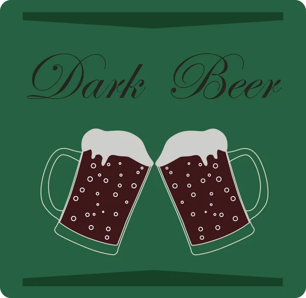 Cerveza oscura sobre fondo verde. Ilustración vectorial . — Vector de stock