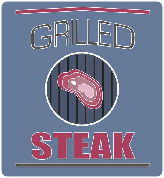 Steak panggang di latar belakang biru, vektor, ilustrasi . - Stok Vektor