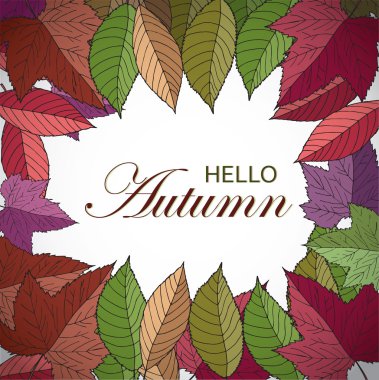 Elle çizilmiş ile sonbahar kare çerçeve bırakır. Sonbahar afiş Merhaba.