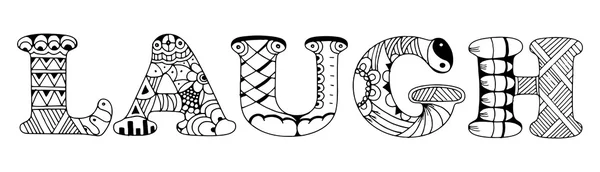 Word lachen zentangle gestileerde op witte achtergrond, vector, illustratie, freehand potlood. — Stockvector