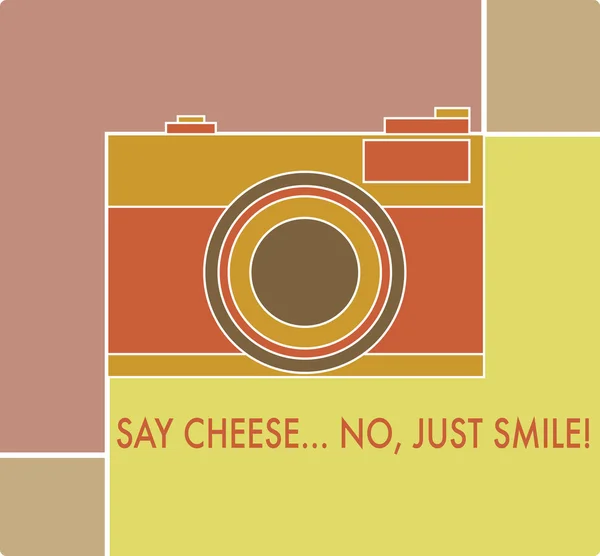 Caméra analogique avec des mots disent fromage non seulement sourire . — Image vectorielle