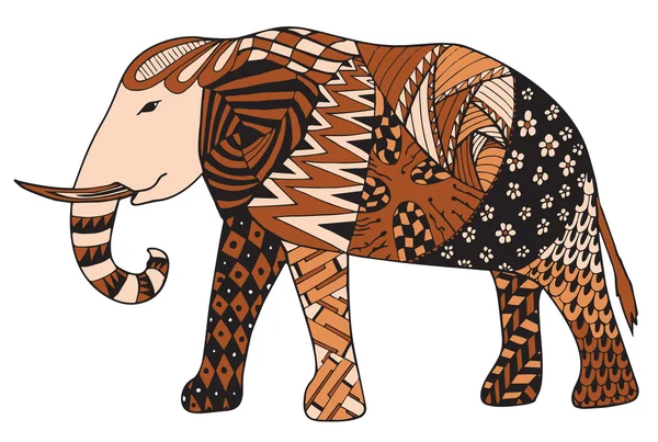 Elefante zentangle vector estilizado, ilustración, lápiz a mano alzada, garabato . — Vector de stock