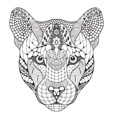 Cougar, mountain lion, puma, panther head zentangle stylized, vector, illustration, pattern, freehand pencil, hand drawn. Zen art.  clipart