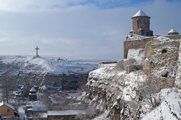 Winters aanblik van Kamenets-Podilsky-Fort — Stockfoto