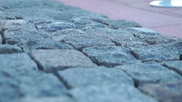 Мощеный камень на набережной — стоковое видео