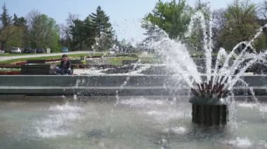 mutlu öğrenci kız yeşil bir parkta bir tablet pc ile çalışma