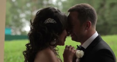 Mutlu gelin ve damat her diğer öpüşme