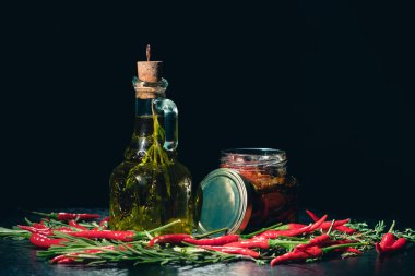 Zeytin yağı, domates ve biber