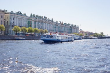 Excursion boat on Neva river clipart