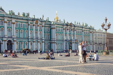 Tourists near Hermitage clipart