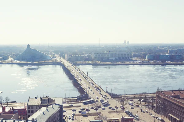 Aerial view of bridge in Riga — Stock Photo, Image