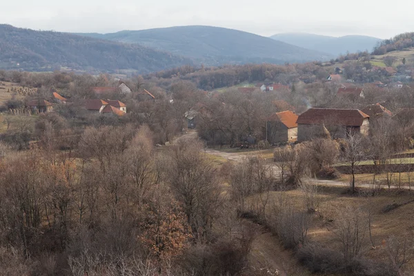 Vila sérvia no inverno — Fotografia de Stock