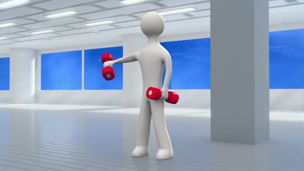 3d man exercising with dumbbells in the gym — Stock Footage 3d man exercising with dumbbells in the gym Royalty Free Stock Video