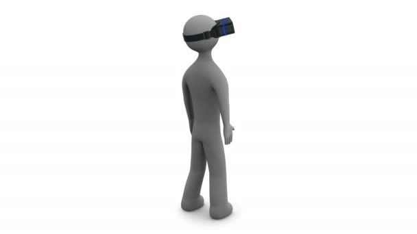 Обход камеры вокруг 3d человек в VR очки. Бесшовный цикл. Альфа-мат . — стоковое видео