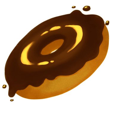 Çikolatalı çörek illüstrasyonu. Tatlı fırını için izole edilmiş parlak jöleli.