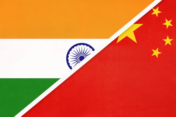 India China Prc Symbol National Flags Textile Relationship Partnership Championship — Stock Photo, Image