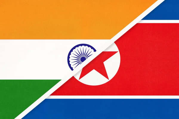 India Corea Del Norte Rpdc Símbolo Banderas Nacionales Textiles Relación —  Fotos de Stock