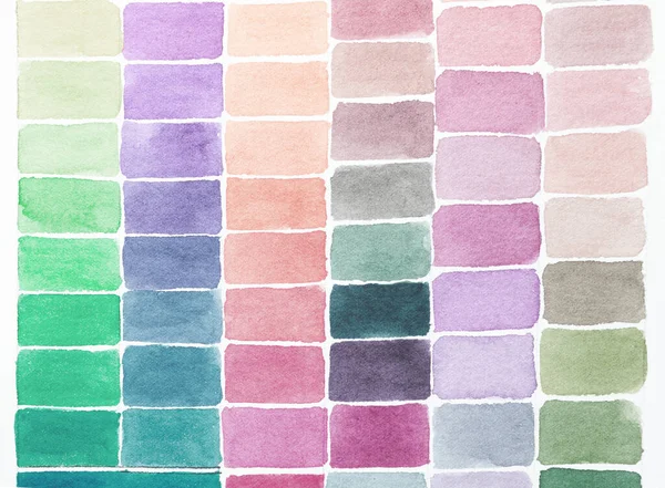 Paleta Odstínů Akvarely Různé Barvy Malované Bílém Papíru Vzorek Spektra — Stock fotografie