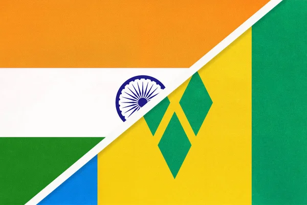 India Saint Vincent Grenadine Szigetek Textilből Készült Nemzeti Zászlók Szimbóluma — Stock Fotó