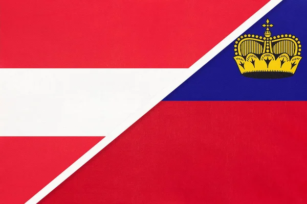 Austria Liechtenstein Banderas Nacionales Textiles Relación Asociación Correspondencia Entre Dos — Foto de Stock