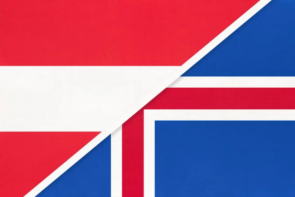 Austria Islandia Banderas Nacionales Textiles Relación Asociación Correspondencia Entre Dos — Foto de Stock