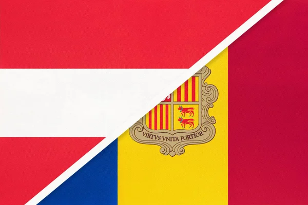 Avusturya Andorra Tekstil Ulusal Bayrakları Ülke Arasındaki Ilişki Ortaklık Uyum — Stok fotoğraf