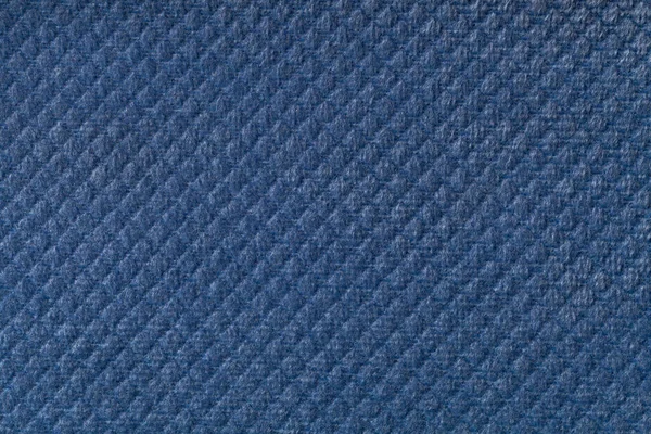 Texture Navy Blue Fluffy Fabric Background Rhomboid Pattern Macro Abstract — Stock Photo, Image