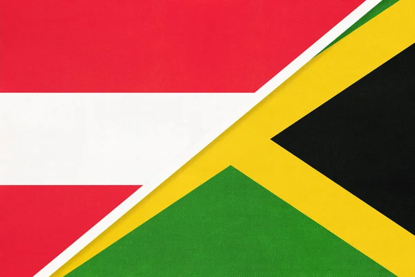 오스트리아와 자메이카 직물로 국기입니다 사이의 동료애 그리고 — 스톡 사진
