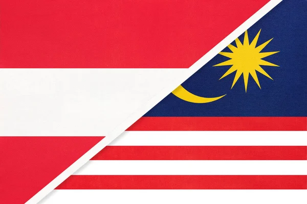 Austria Malaysia National Flags Textile Relationship Partnership Match Two Countries — Stock Photo, Image