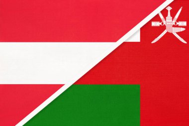 Avusturya ve Umman Sultanlığı, tekstil ulusal bayrakları. İki ülke arasındaki ilişki, ortaklık ve uyum.