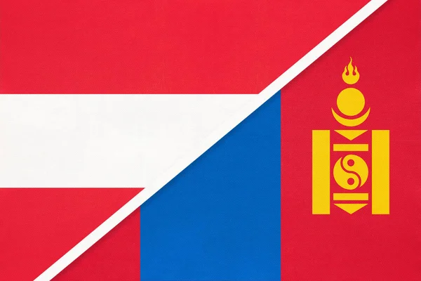 Rakousko Mongolsko Národní Vlajky Textilu Vztah Partnerství Zápas Mezi Dvěma — Stock fotografie