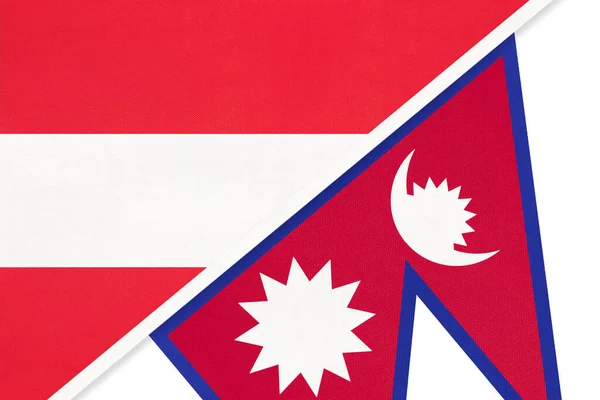 Austria Nepal National Flags Textile Relationship Partnership Match Two Countries — Stock Photo, Image
