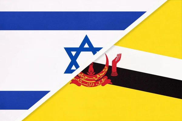Ізраїль Бруней Державні Прапори Текстилю Відносини Партнерство Співпраця Між Двома — стокове фото